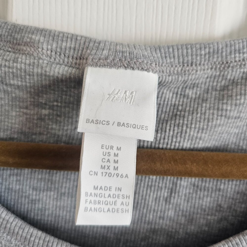 H&M Grey Ribbed Square Neck Top - Picture 3 of 5